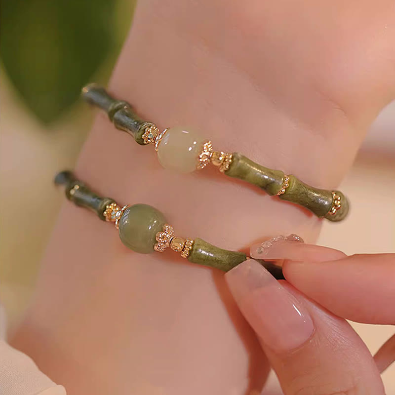 11mm Peridot Hetian Jade Luck Jade Bracelet