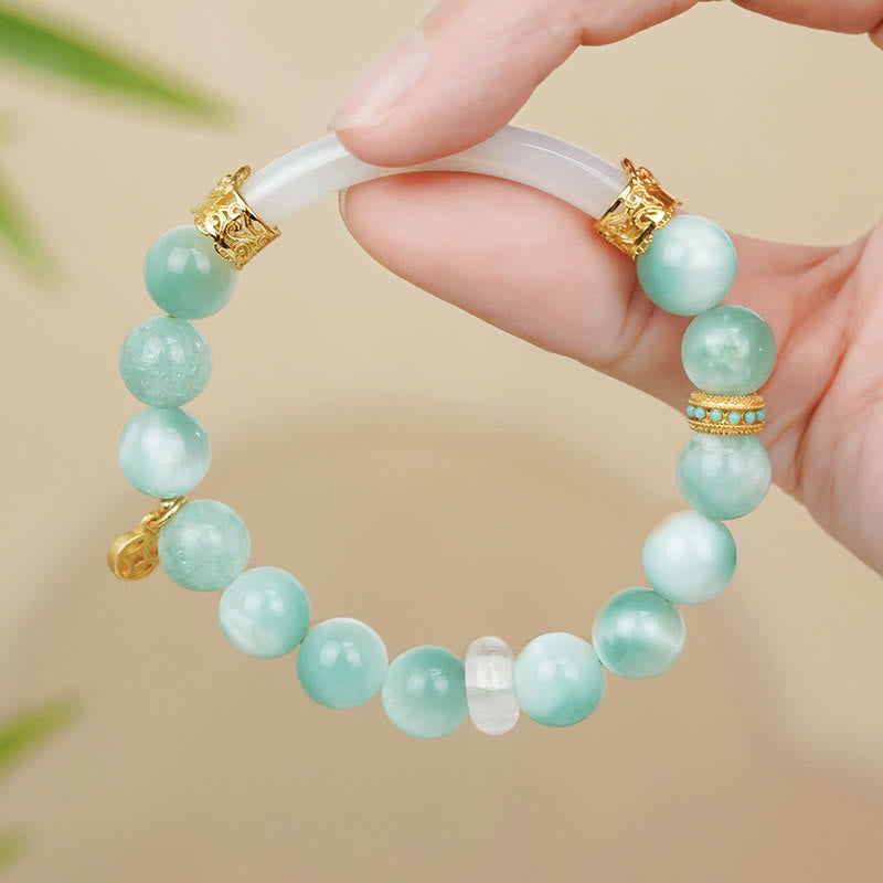 10mm Larimar Copper Coin Confidence Spiritual Bracelet