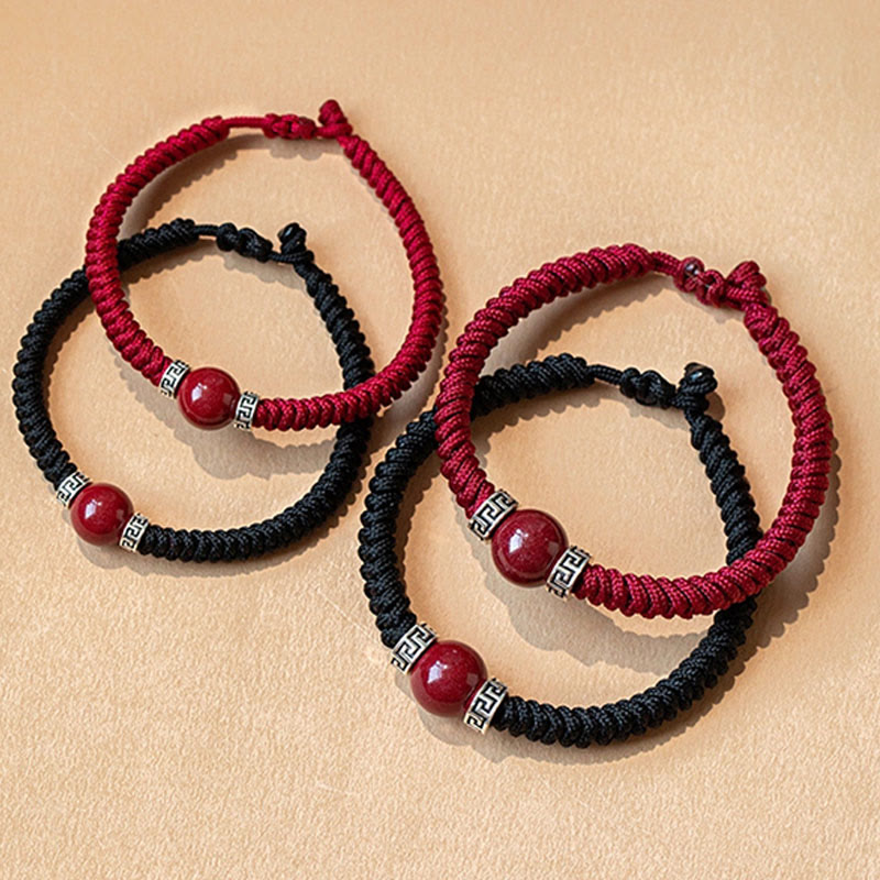 Men's Cinnabar Bracelet 12mm Beads | Sterling Silver Calm