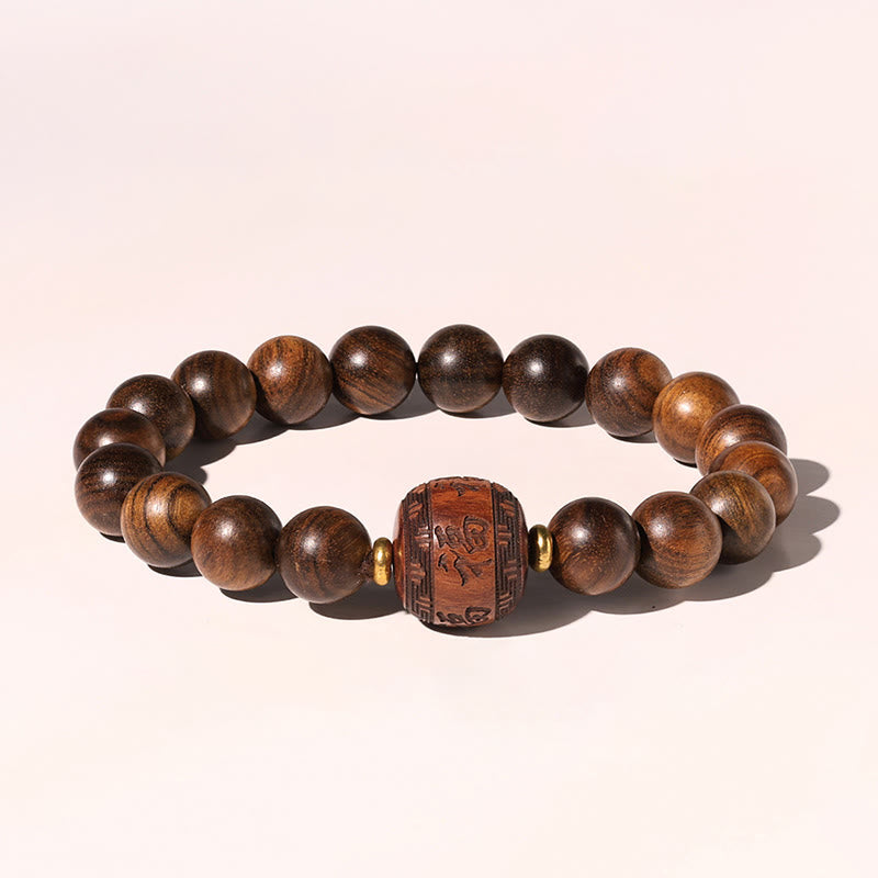 Rosewood Spiritual Bracelet with Fu Character | Warmth & Luck