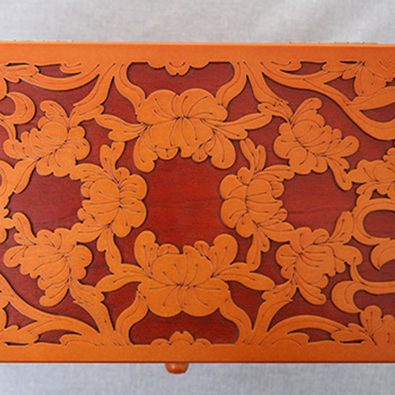 Spacious Six-Layer Vintage Flower Wooden Jewelry Box