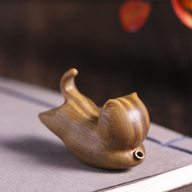 Green Sandalwood Cat Incense Burner 5.6cm Soothing Decoration