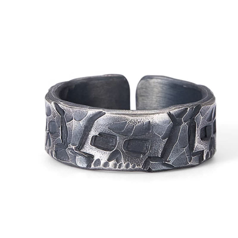 999 Sterling Silver Skeleton Pattern Spiritual Ring for Protection
