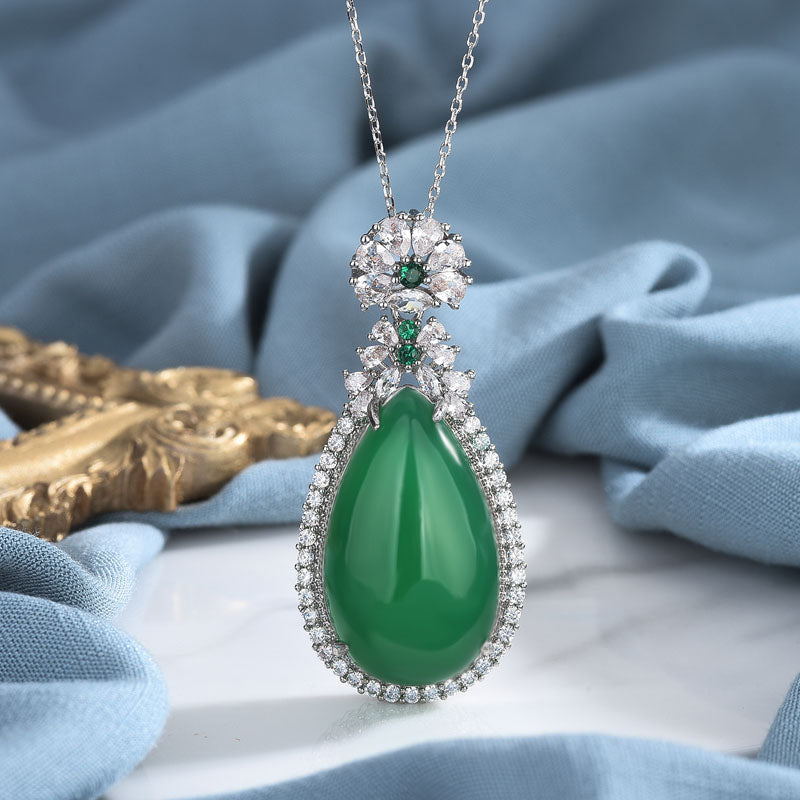 Cyan Jade Harmony Necklace 45cm for Success & Healing