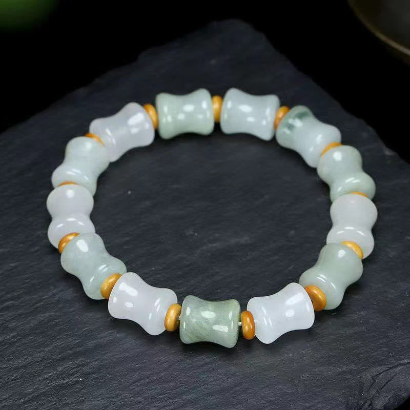 Jade Coconut Shell Bamboo Pattern Abundance Bracelet