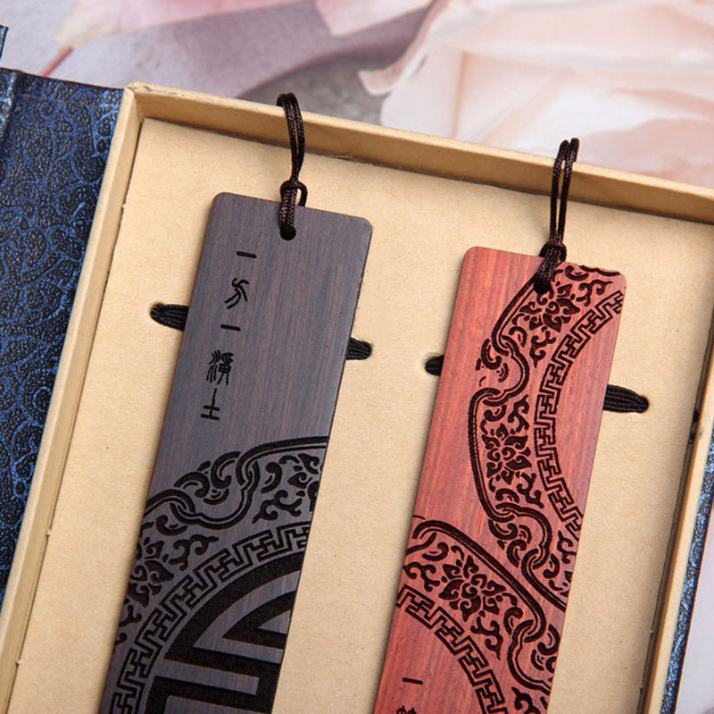 Ebony Wood Zen Bookmark with Red Sandalwood Gift Box