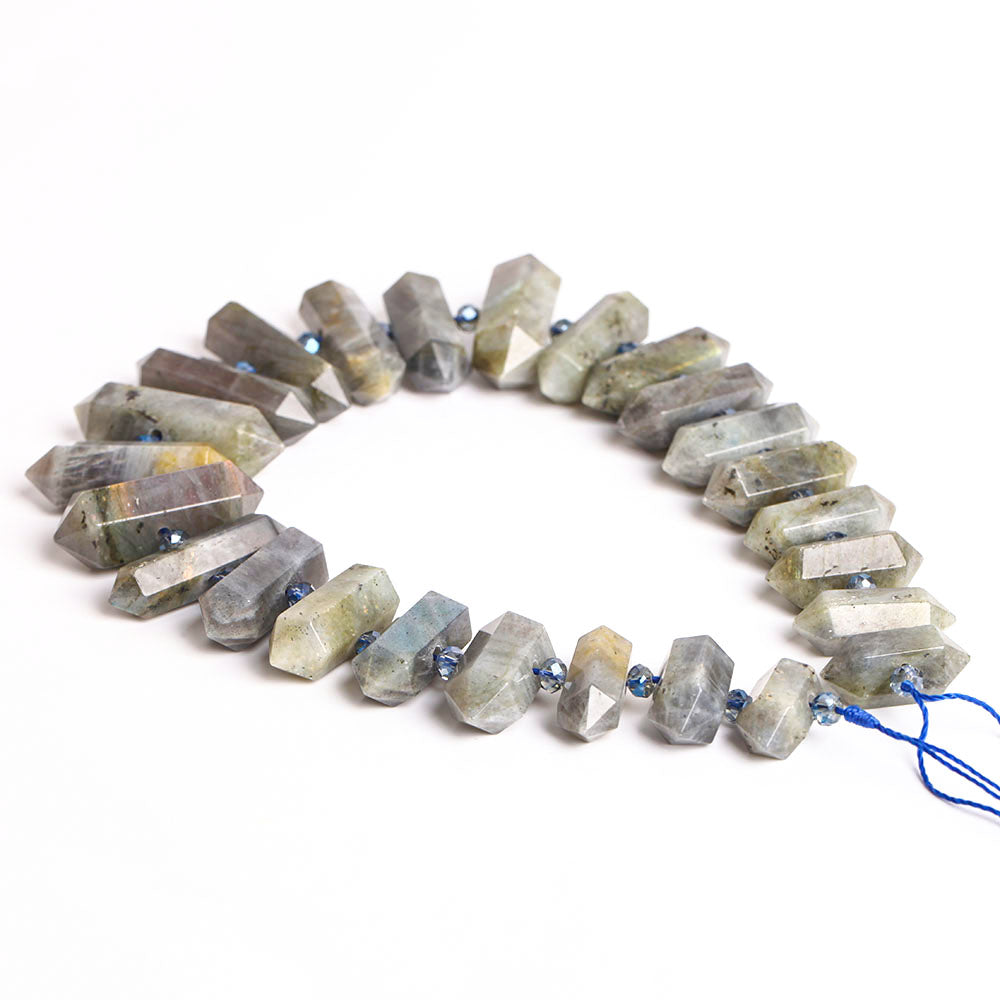 42cm Labradorite Crystal Point String for Chakra Balance