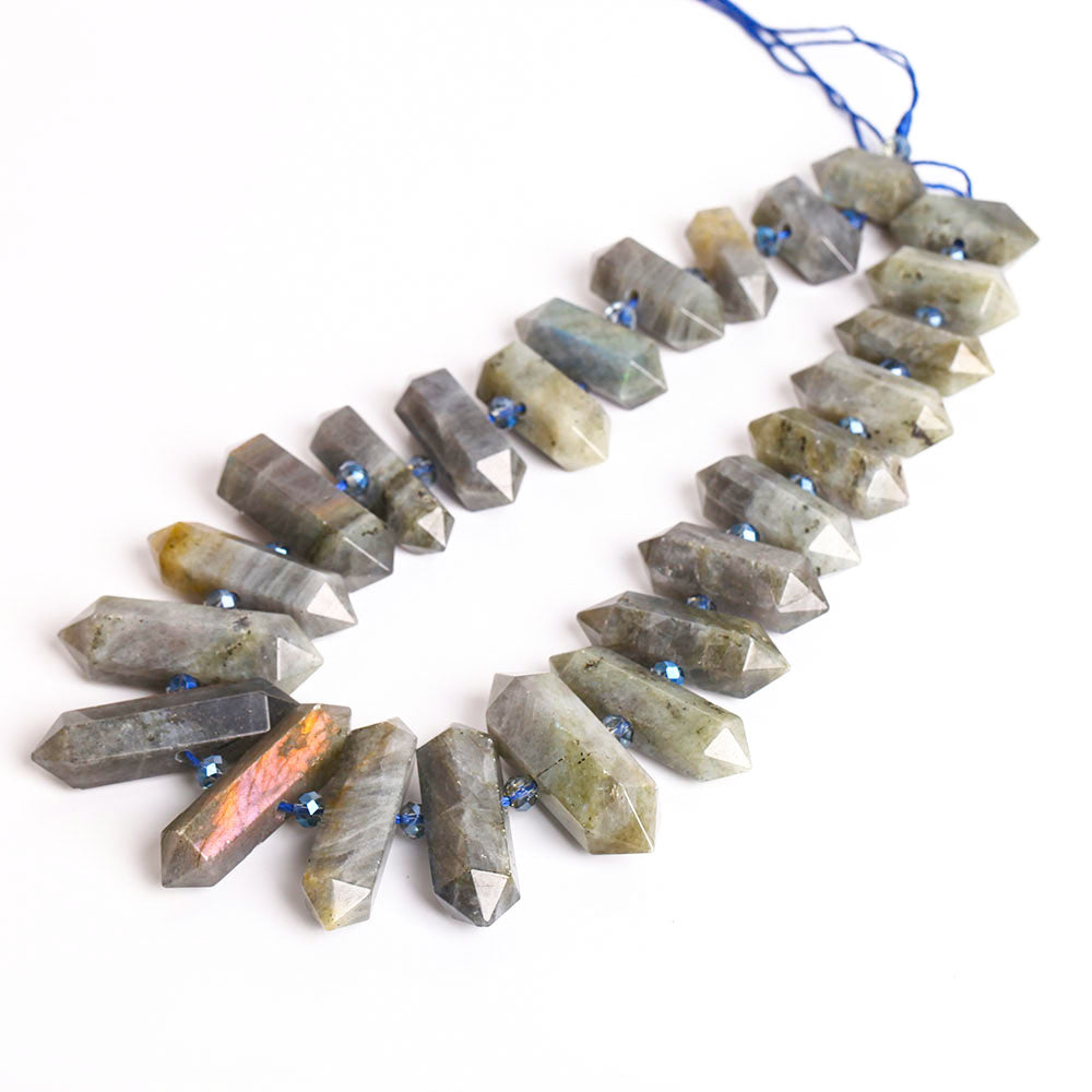 42cm Labradorite Crystal Point String for Chakra Balance