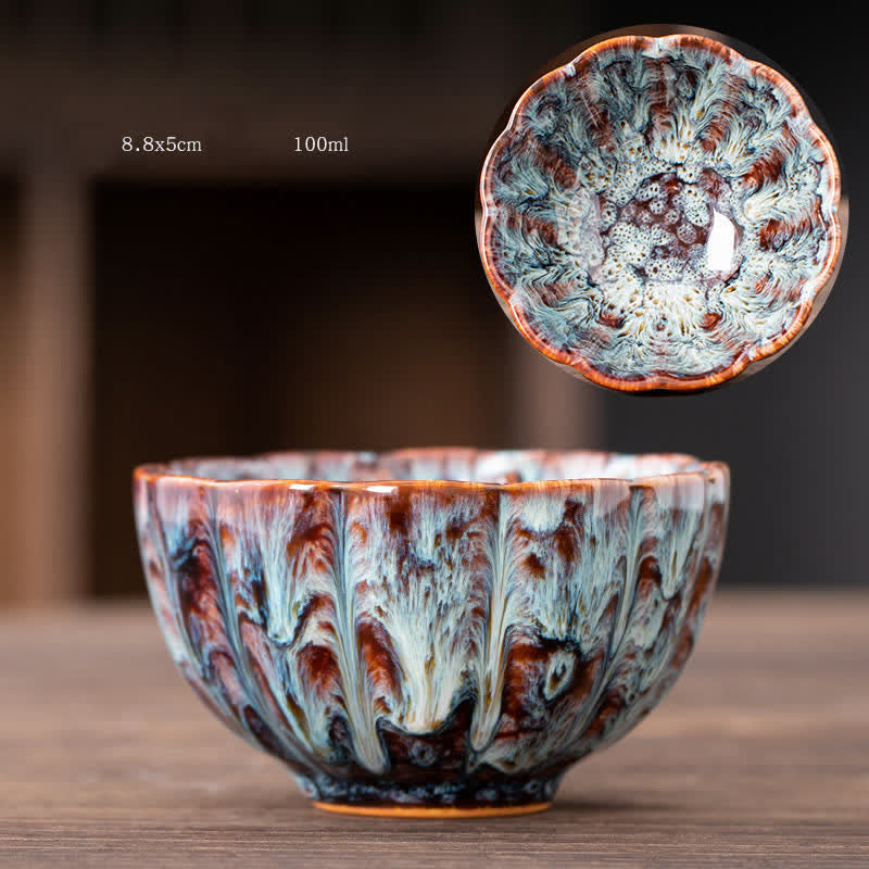 Peach Blossom Ceramic Teacup Beautiful Floral Tea Cup