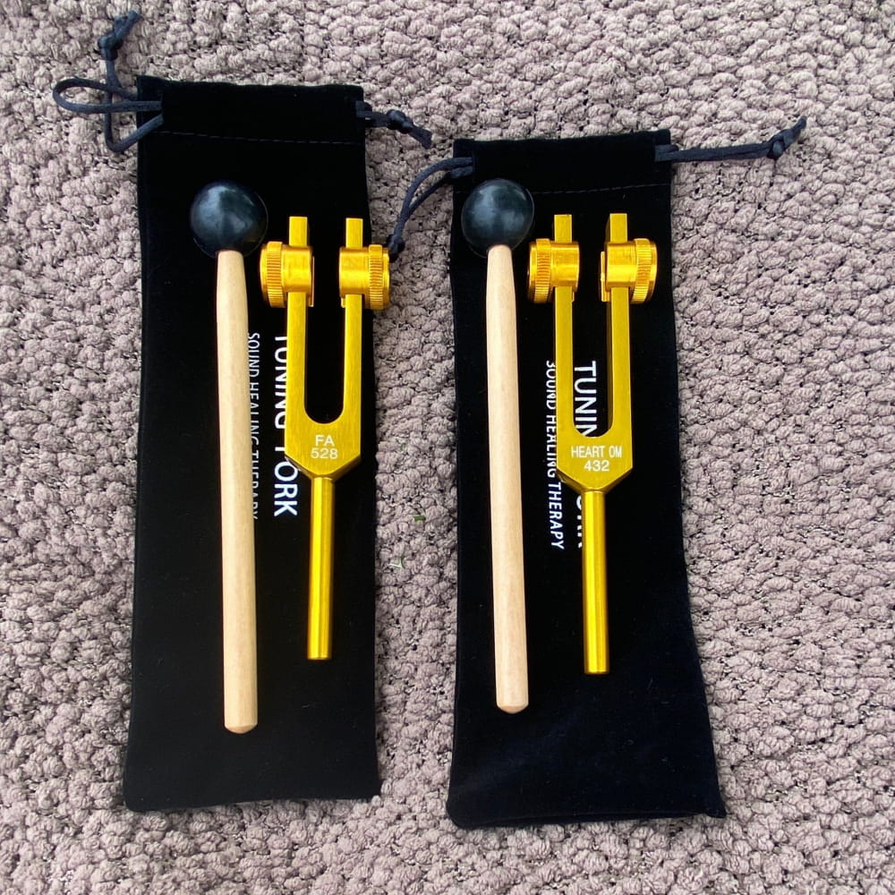 432 Hz & 528 Hz Healing Tuning Fork Set with Crystal Handle - On sale