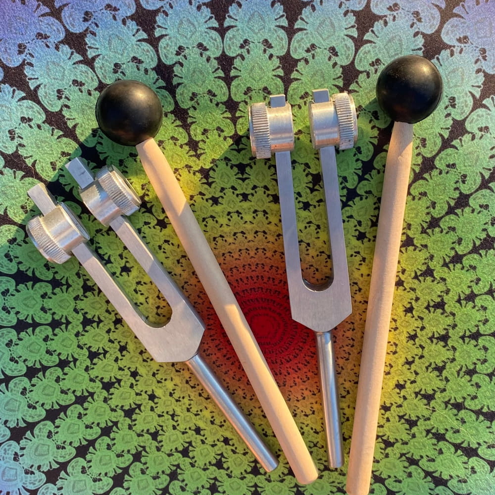 432 Hz & 528 Hz Solfeggio Tuning Forks with Crystal Handle - On sale