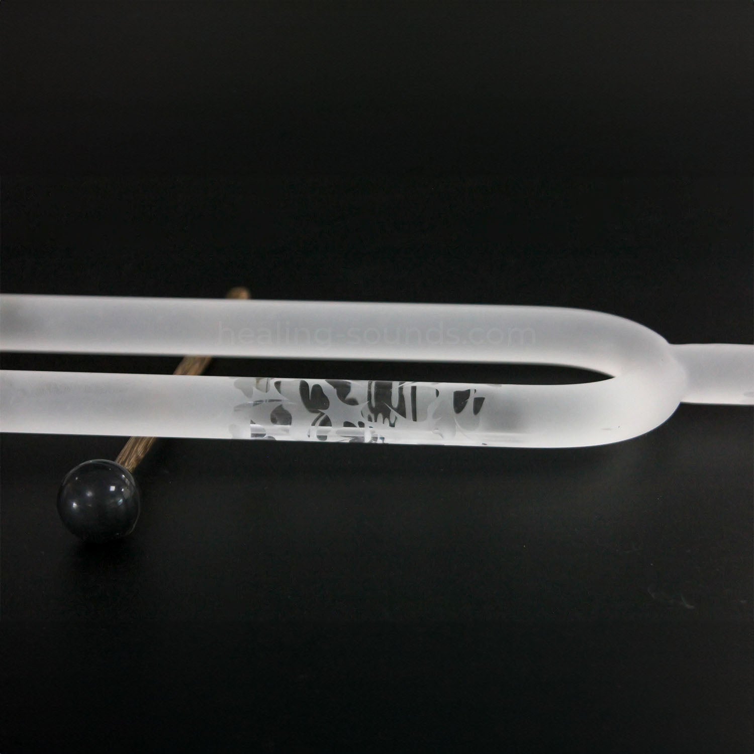 432 Hz Frosted Quartz Crystal Tuning Fork with Patterns
