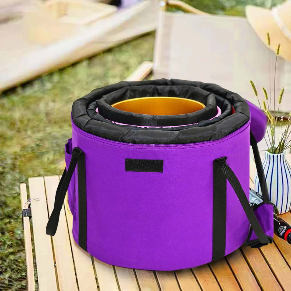 Purple collapsible fabric storage container with black trim for 432Hz Spring Limit Set