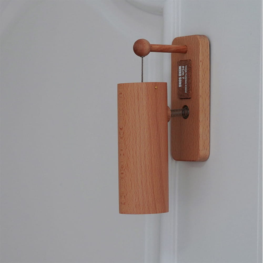 Cylindrical wooden wall sconce with adjustable arm for healing 432Hz Tuned Koshi Wind Chime