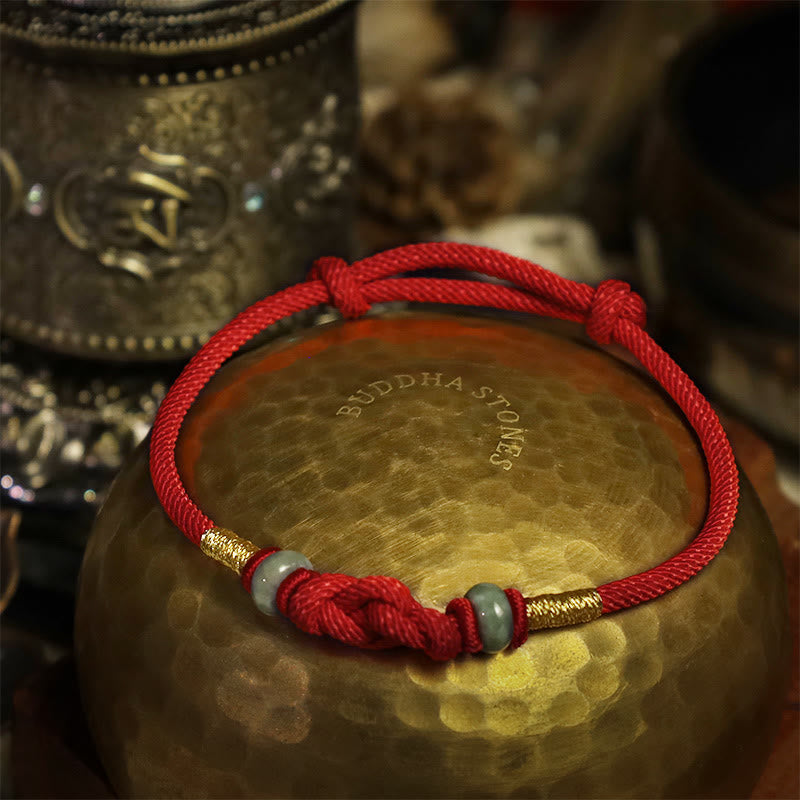 Adjustable Red String Jade Bracelet for Good Luck & Prosperity