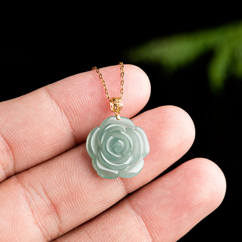 925 Sterling Silver Jade Luck Necklace 18K Gold Pendant