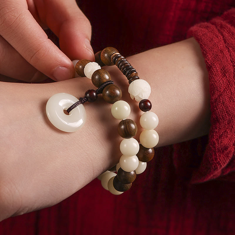 10mm Bodhi Seed Green Sandalwood Lotus Bracelet | Harmony Peace