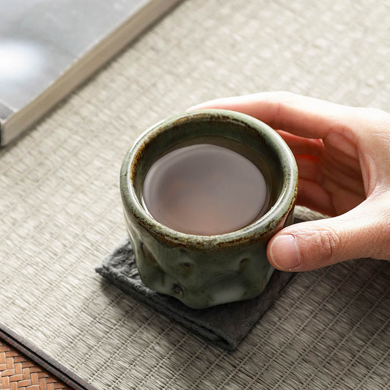 Handcrafted Jianzhan Ceramic Teacup 110ml with Cracked Ice Texture