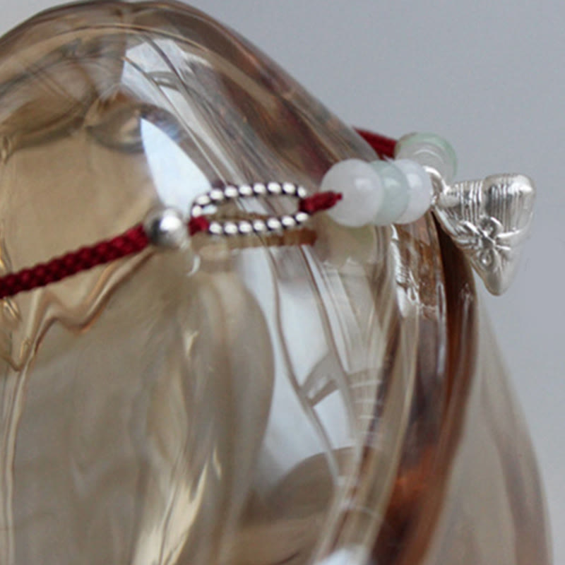 925 Sterling Silver Jade Red String Zongzi Charm Abundance Bracelet