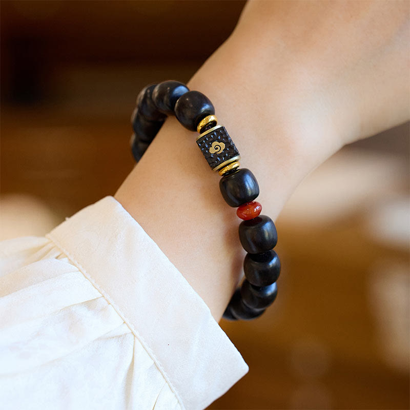 Ebony Wood Auspicious Clouds Calm Bracelet 14-16cm