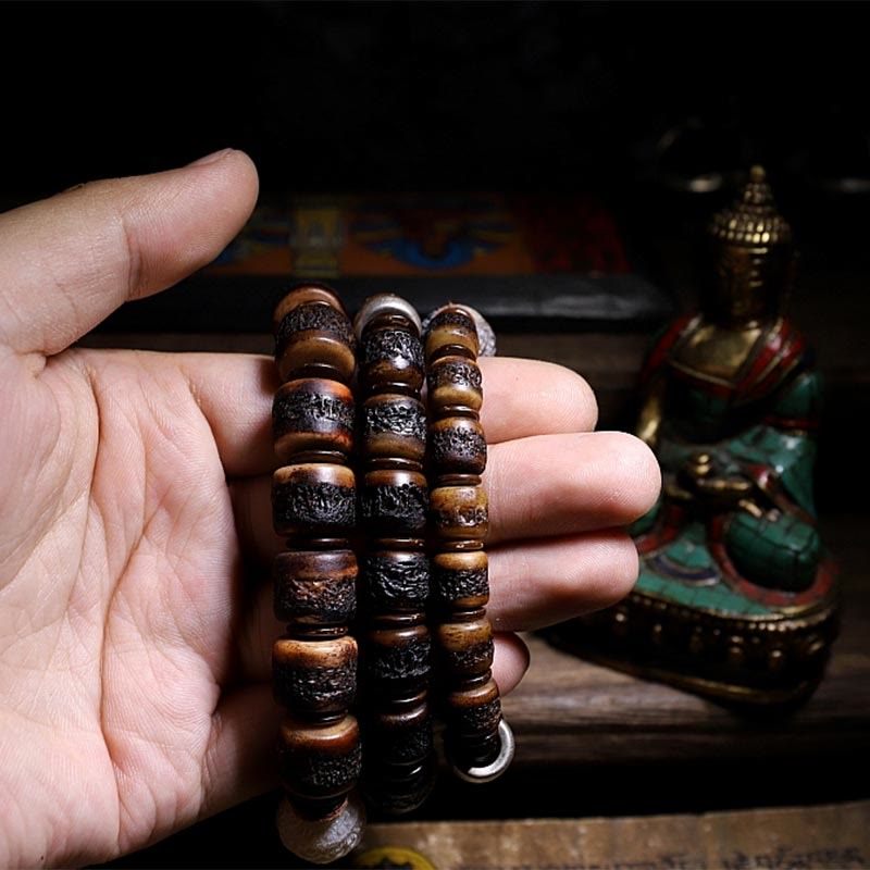 Sterling Silver Yak Bone Chinese Zodiac Bracelet 14mm Strength