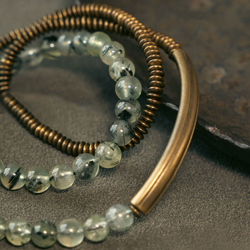 Love and Forgiveness Bracelet with Purple Phantom, Red Hematoid & Green Rutilated Quartz
