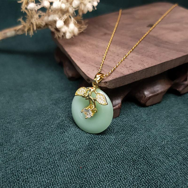Unisex Jade Leaf Blessing Necklace for Prosperity & Luck