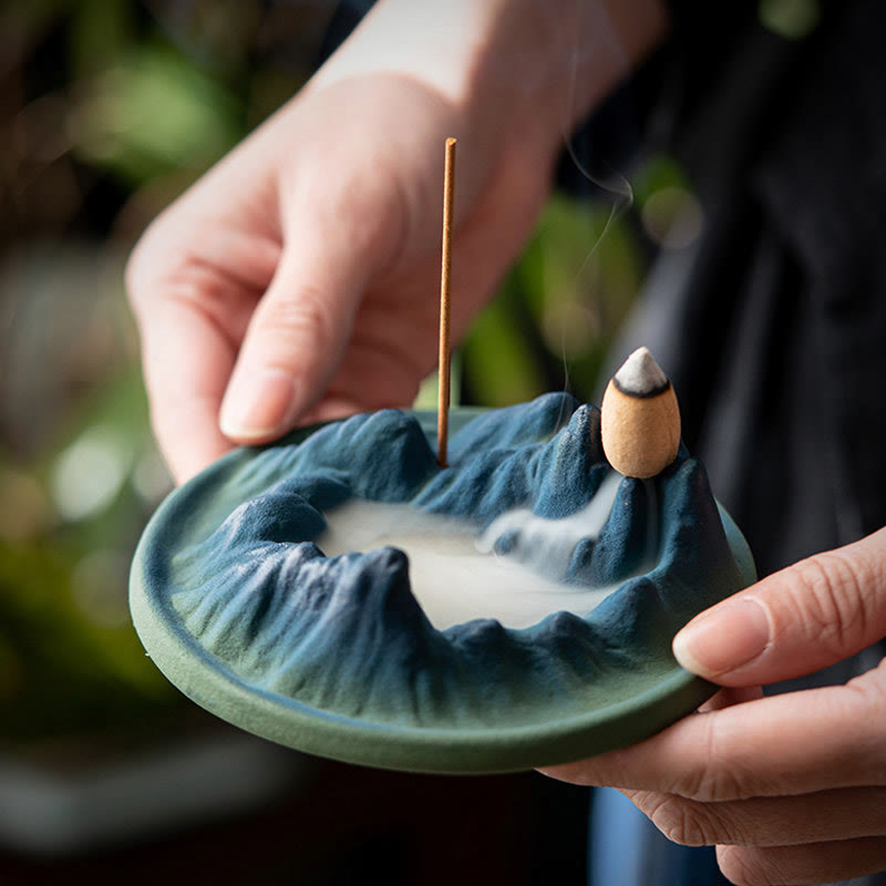 Creative Ceramic Mountain River Backflow Incense Burner