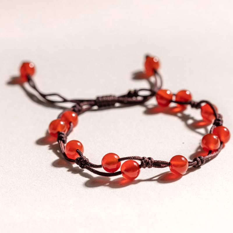 Calming Red Agate Moss Agate Cinnabar Bracelet