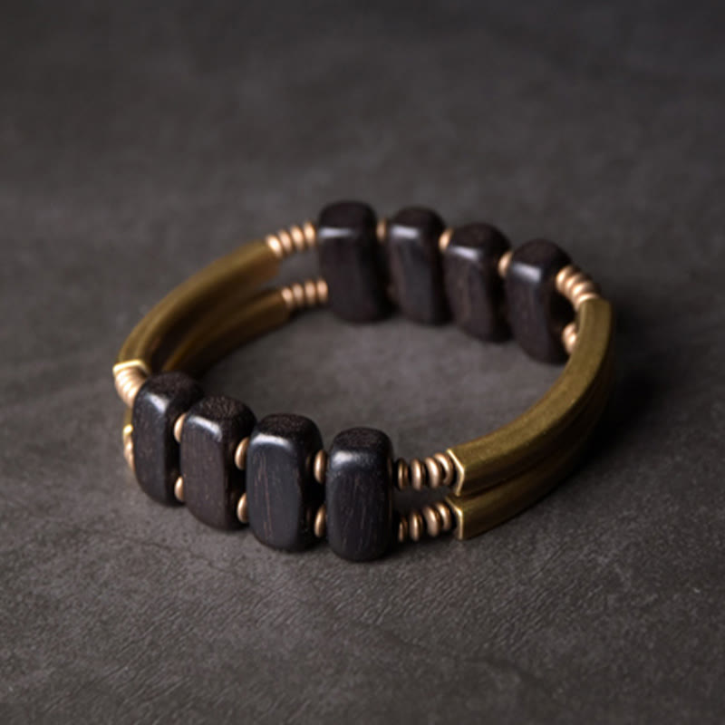 Ebony Wood Copper Double Layer Spiritual Bracelet Balance