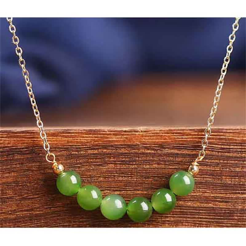 14k Gold Plated Hetian Cyan Jade Luck Necklace Pendant