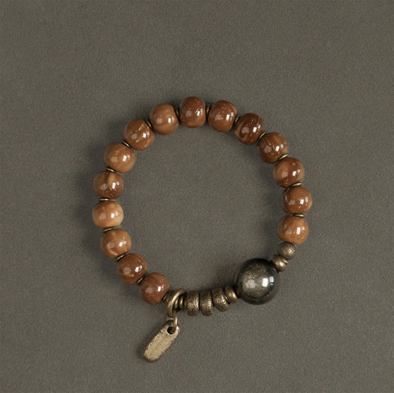 Tiger Eye & Gold Sheen Obsidian Kuka Seed Wealth Bracelet