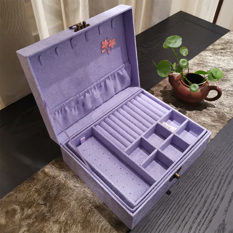 Two-Layer Purple Phoenix Flannel Jewelry Box Organizer