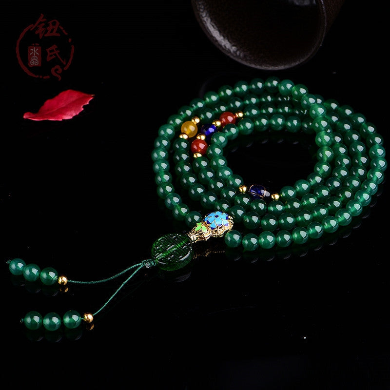 108 Beads Green Agate Mala Bracelet for Success & Power