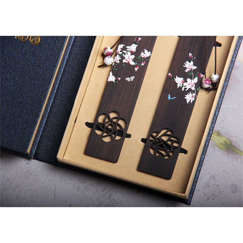 Ebony Wood Butterfly Flower Bookmark for Zen Décor
