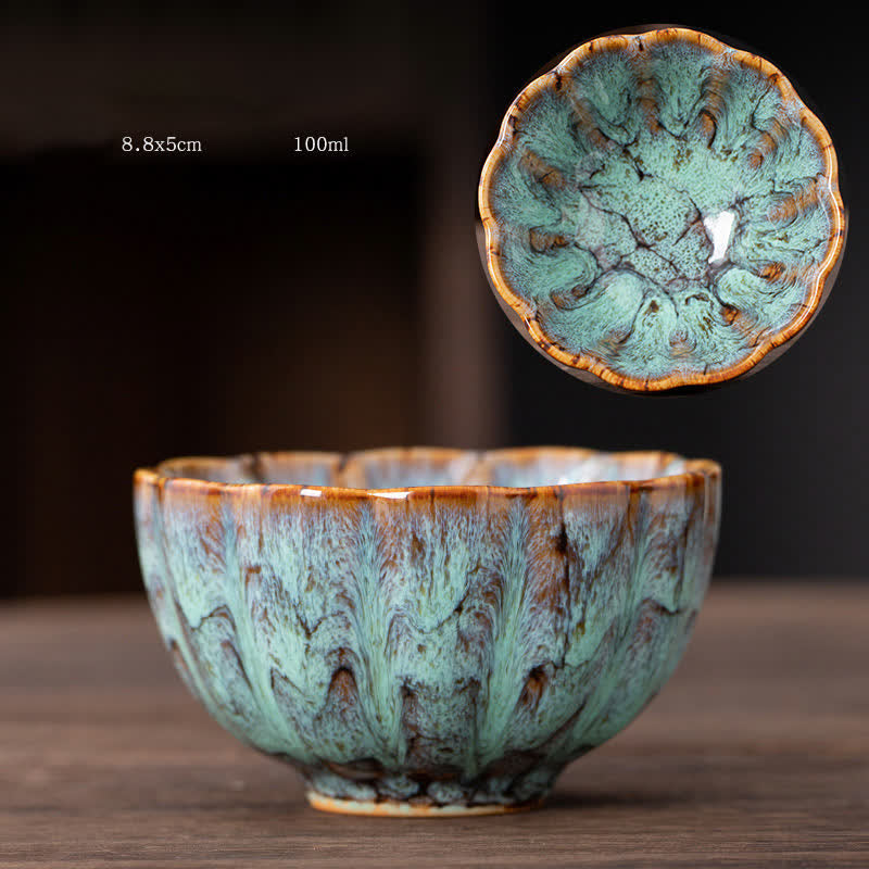 Peach Blossom Ceramic Teacup Beautiful Floral Tea Cup