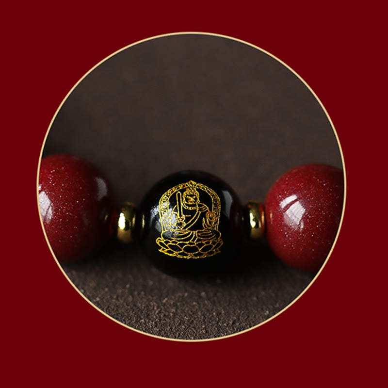 10mm Chinese Zodiac Cinnabar Silver Calm Bracelet