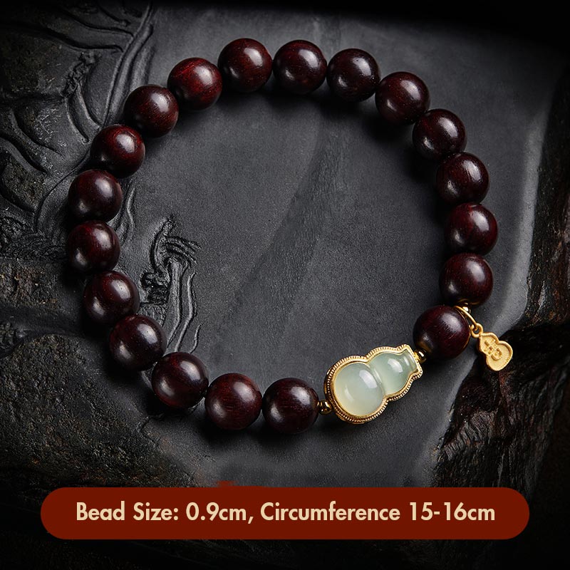 Small Leaf Red Sandalwood Jade Bracelet for Calm & Protection