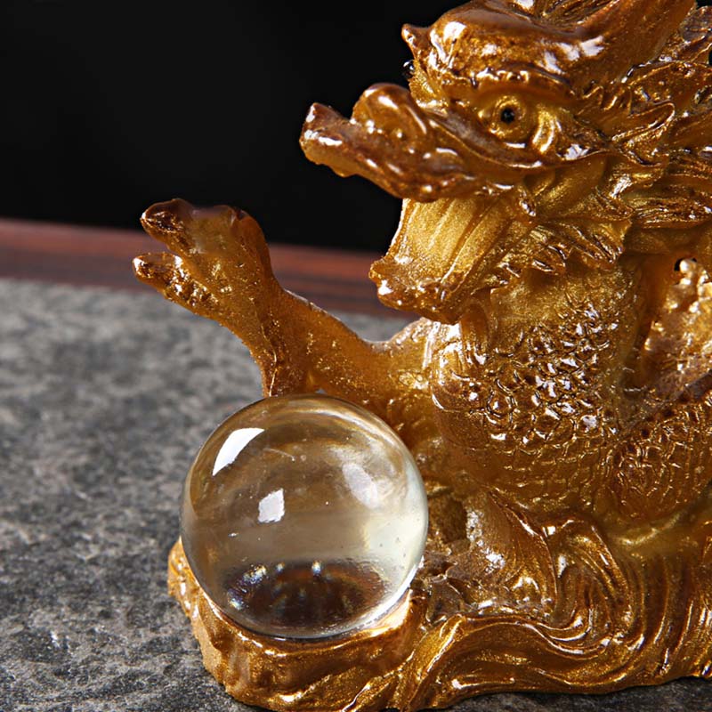 Color Changing Resin Chinese Dragon Figurine for Luck and Success