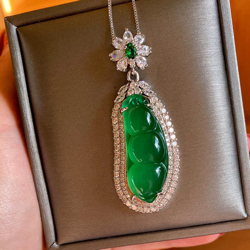 Cyan Jade Luck Necklace Pendant for Success & Healing