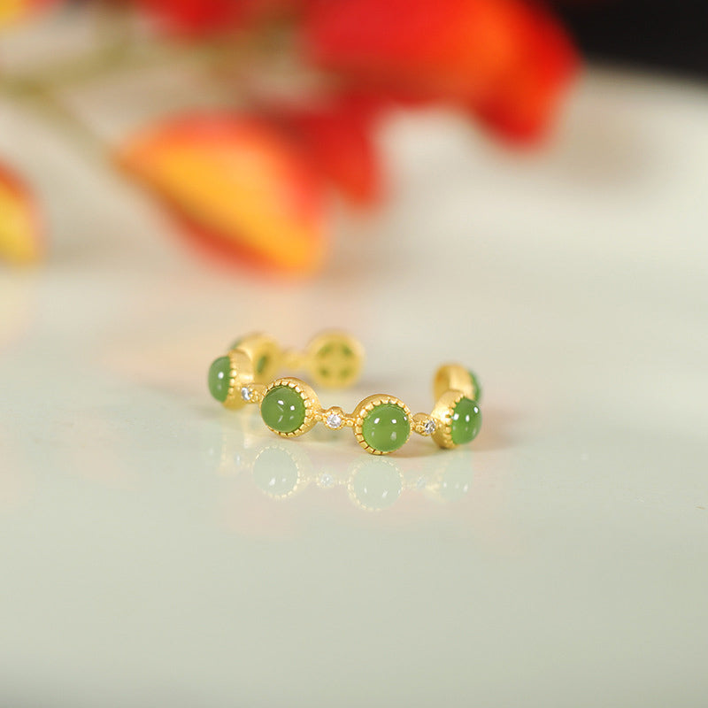 Adjustable Cyan Jade Healing Ring for Calm & Harmony