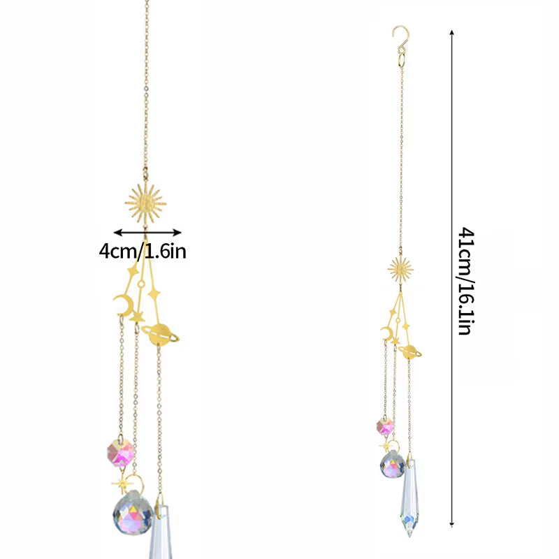 Crystal Suncatcher Colorful Rainbow Hanging Wind Chimes Home Garden Decoration Window Drop Bell Catcher Hanging Ornaments