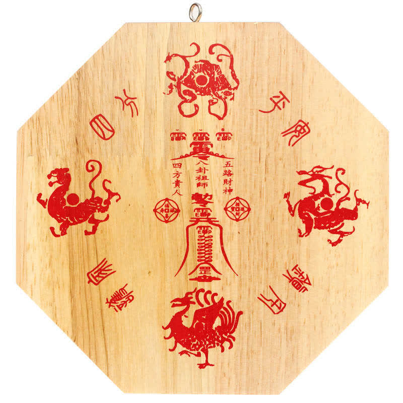 10cm Peach Wood Feng Shui Bagua Map Mirror for Balance
