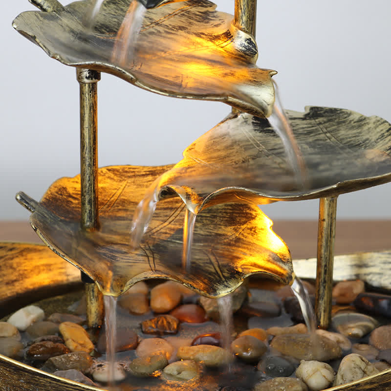 Lotus Leaf Waterfall Fountain with LED | Spiritual Home Accent