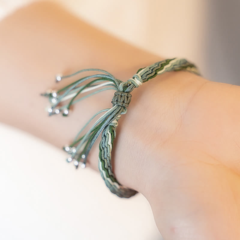 White Jade Bamboo Strength & Luck String Bracelet