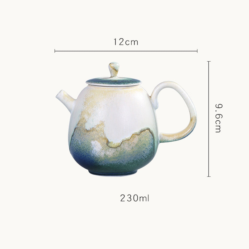 230ml Ceramic Gongfu Teapot in Green Beige for Zen Decor