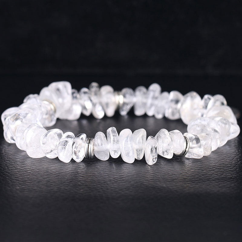8mm White Crystal Lotus Bracelet for Meditation & Healing
