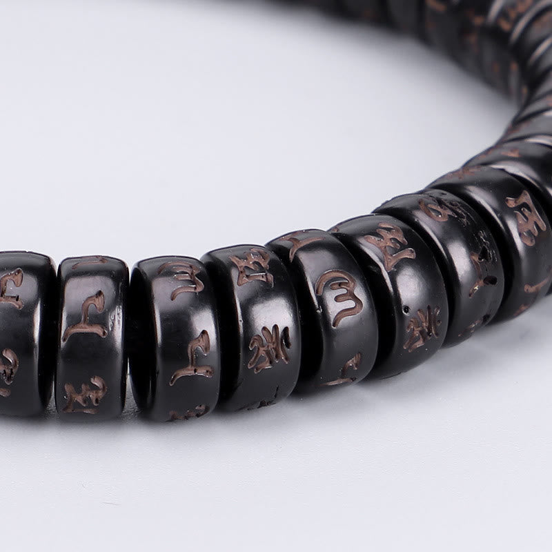 Om Mani Padme Hum Coconut Shell Positive Bracelet