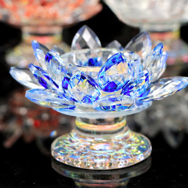 Lotus Flower Crystal Candle Holder | Spiritual Home Accent