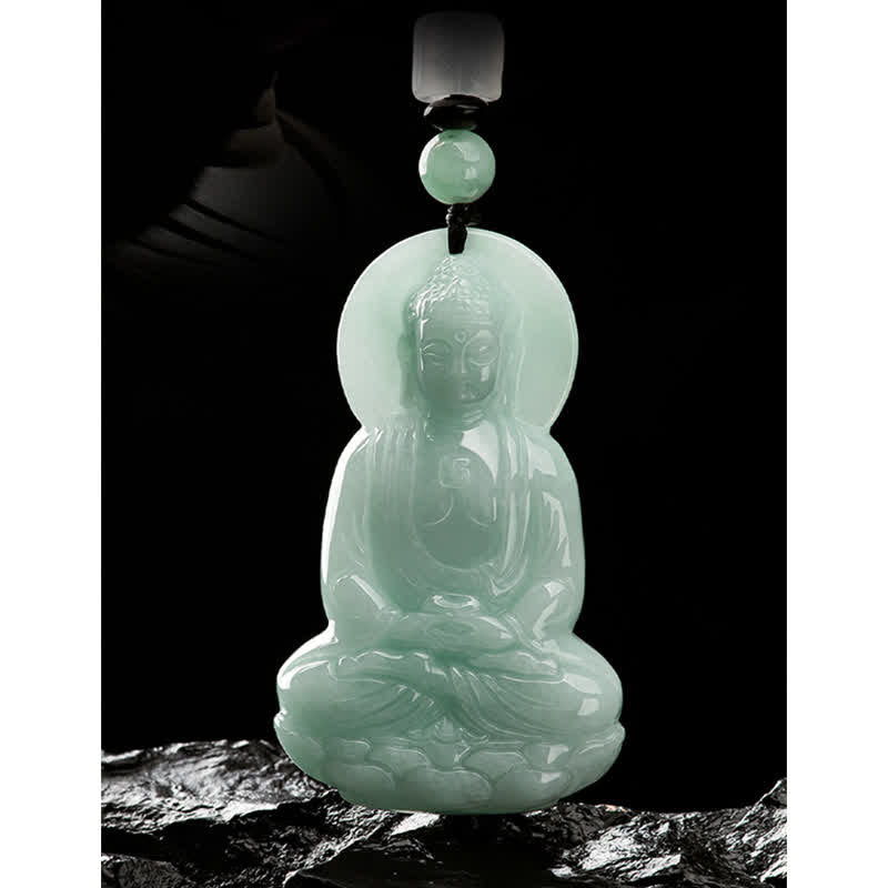 Amitabha Buddha Jade Amulet Necklace Compassion Symbol